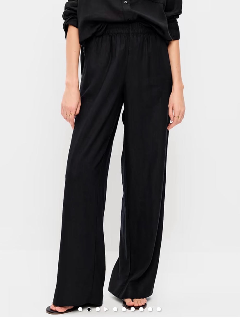 Old Navy Linen blend Wide-Leg Elastic Waist Black Pants